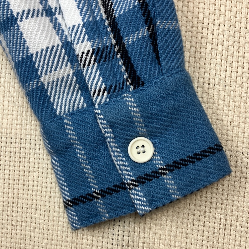 OUTERKNOWN Blanket Shirt Dress Organic Cotton Long Shacket Blue Plaid NWT - Picture 5 of 13